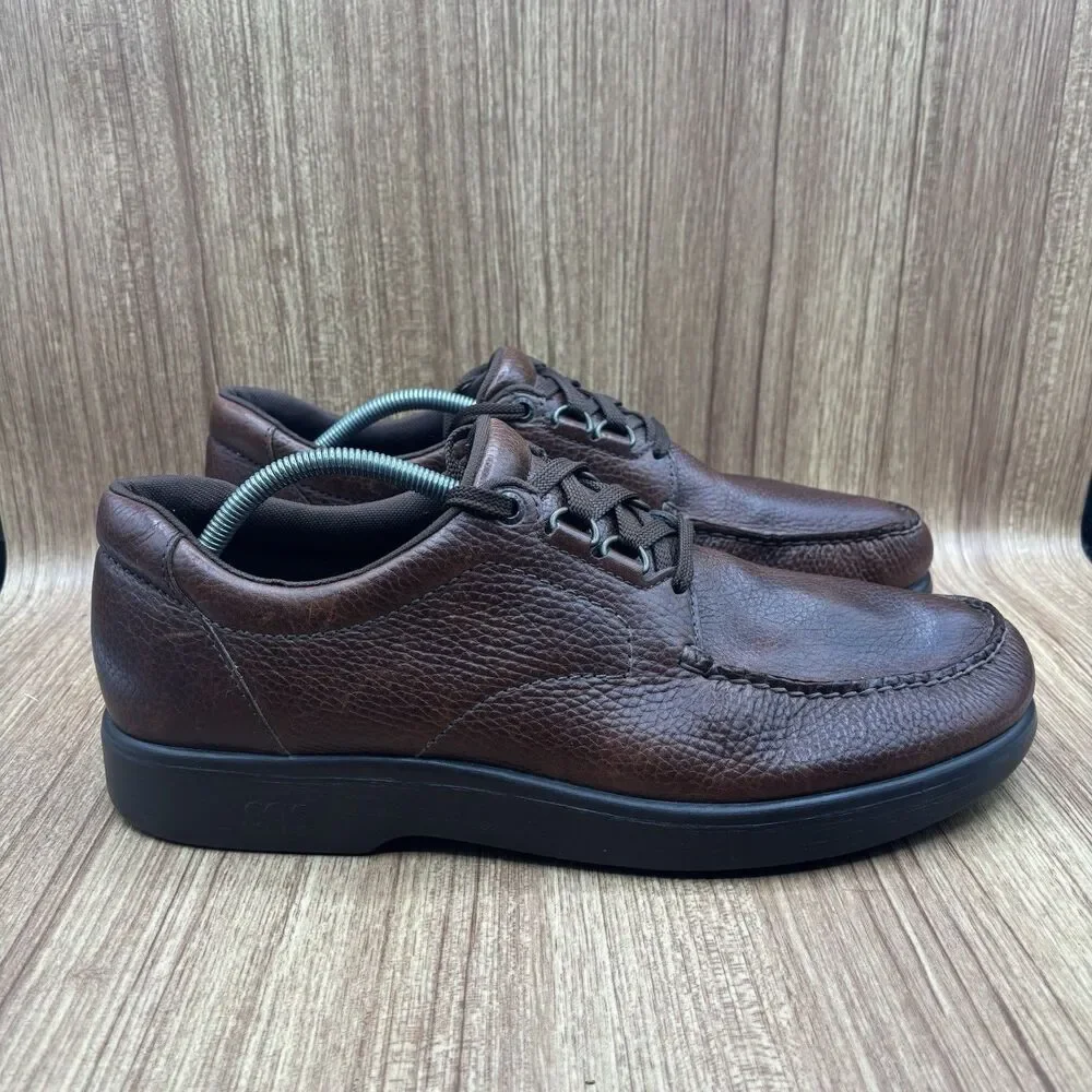 SAS Bout Time Lace up Loafer pebbled leather Mens size‎ 14 Brown Sneakers Shoes